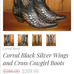 Corral black/ silver cross and wing cowgirl boots